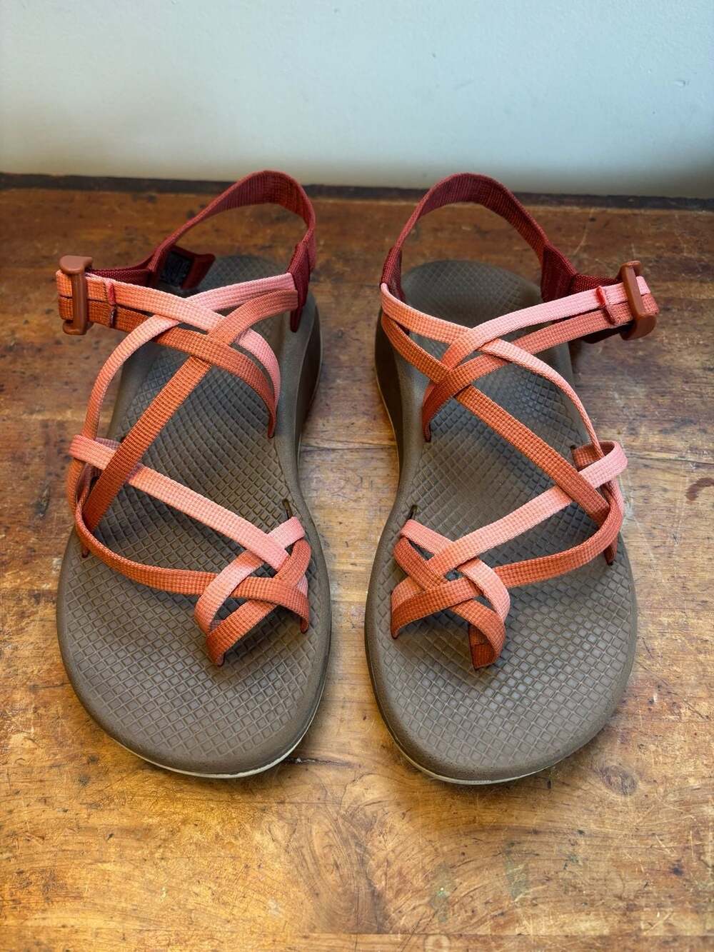 Chaco Women's ZX/2 Cloud Multi-Strap Sandals in Solid Peach/Rust Size 8